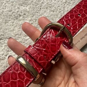 & Other Stories Red Croc-Embossed Belt